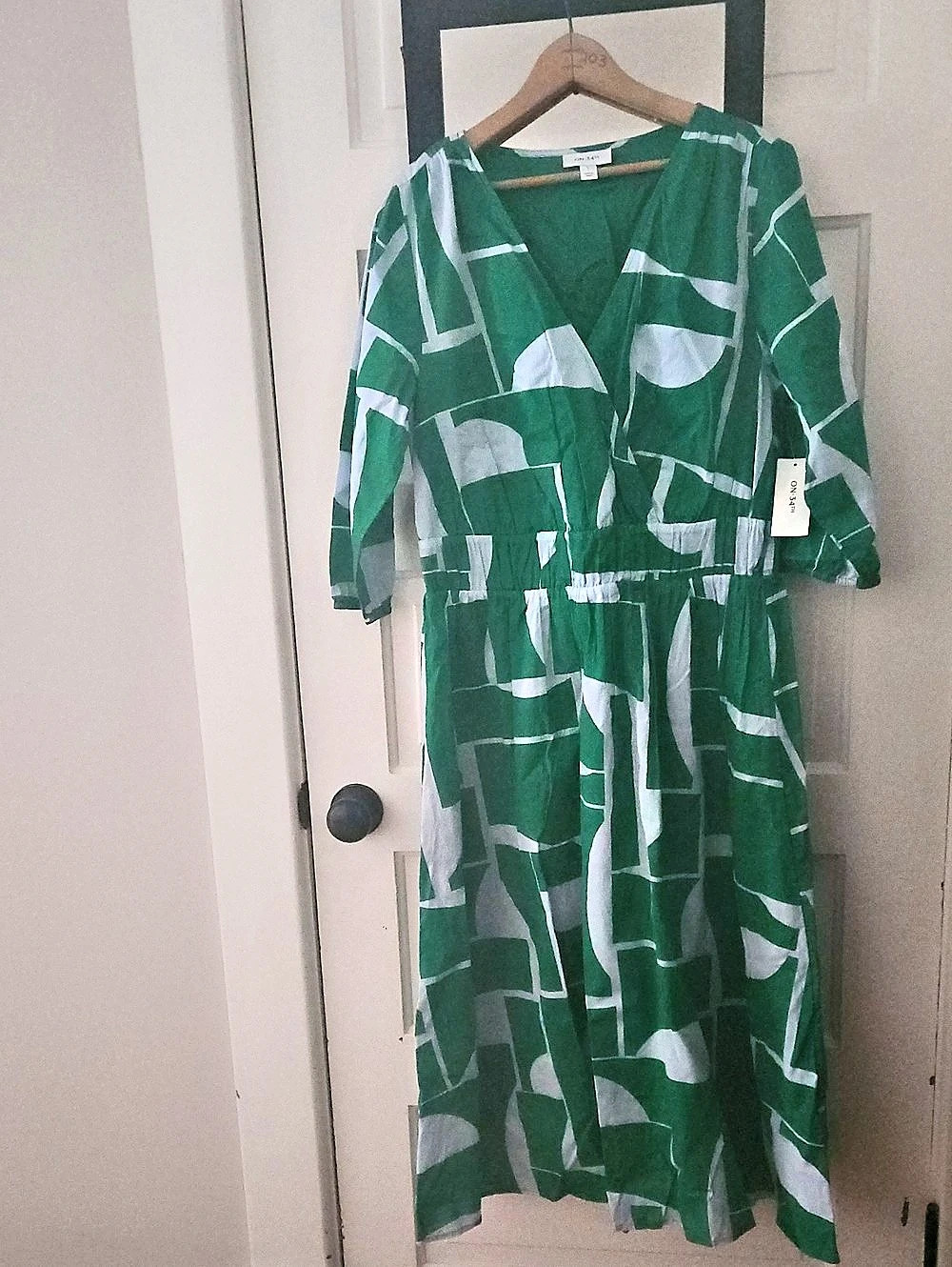 A New Day Abstract Maxi Dress in Green & White